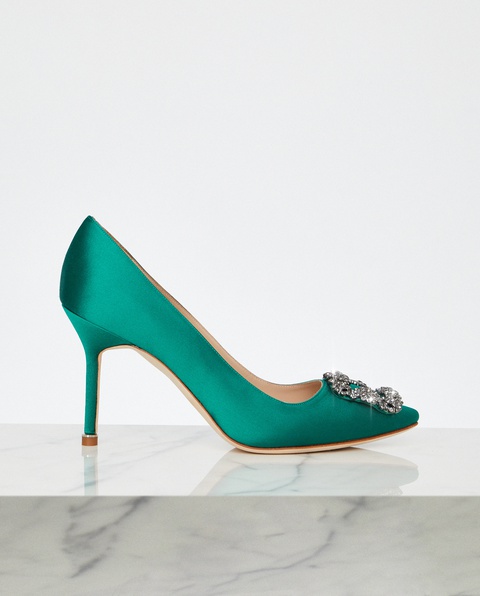 MANOLO BLAHNIK - Zielone szpilki Hangisi 9 cm - zdjęcie produktu nr 2
