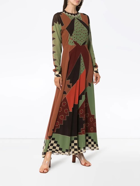 ETRO printed flared silk dress - Green - zdjęcie produktu nr 2