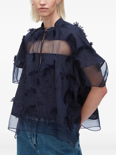 3.1 Phillip Lim embroidered ruffled blouse - Blue - zdjęcie produktu nr 2