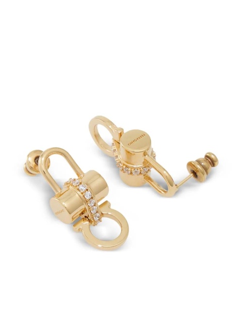 Ferragamo crystal embellished padlock earrings - Gold - zdjęcie produktu nr 2