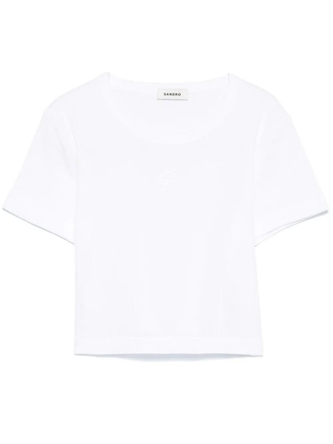 SANDRO cropped T-shirt - White - zdjęcie produktu nr 1