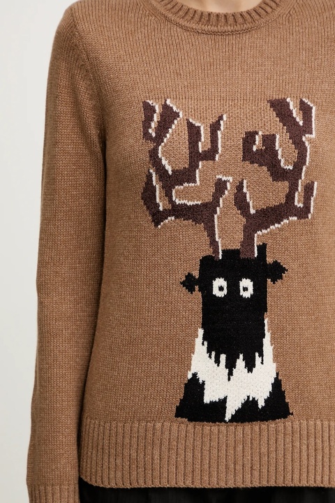 EA7 Emporio Armani sweter z dodatkiem wełny damski kolor brązowy AF17652.7W000699 - zdjęcie produktu nr 2