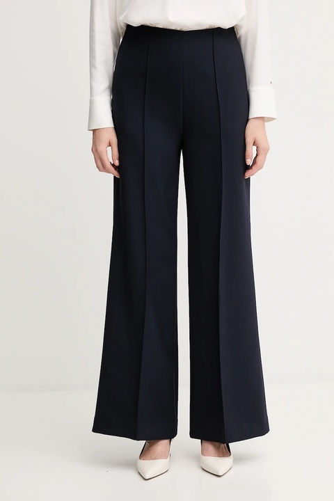Tommy Hilfiger spodnie damskie kolor granatowy dzwony high waist WW0WW48406 - zdjęcie produktu nr 1