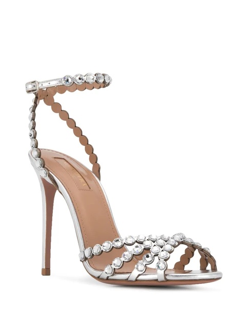 Aquazzura Tequila 105mm crystal embellished sandals - Silver - zdjęcie produktu nr 2