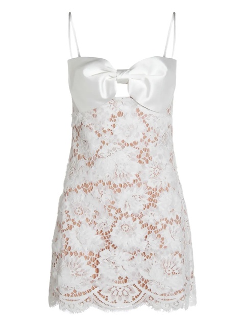 Self-Portrait satin-bow lace dress - White - zdjęcie produktu nr 2