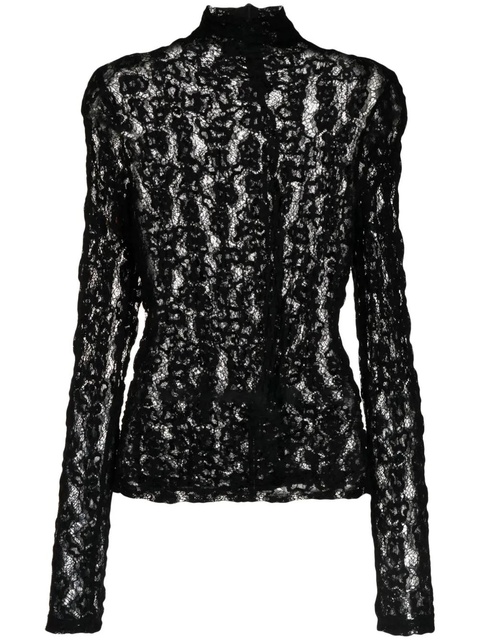 Róhe high-neck lace top - Black - zdjęcie produktu nr 1