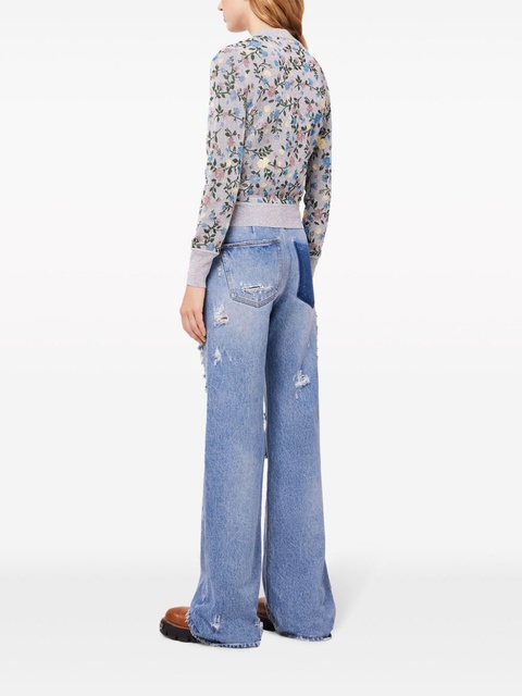 Rabanne ripped-detailing cotton wide-leg jeans - Blue - zdjęcie produktu nr 2