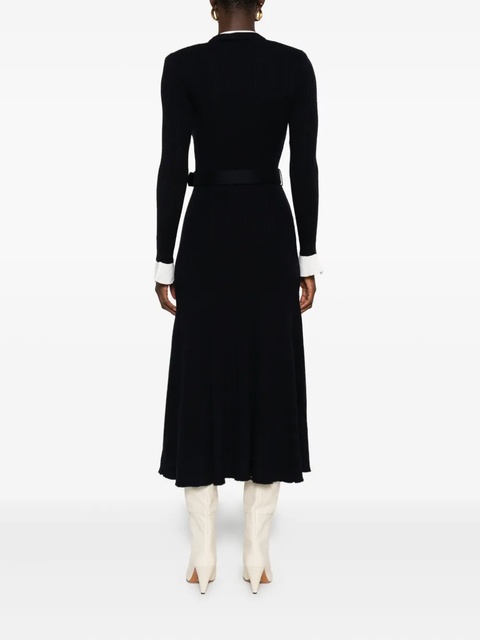 Self-Portrait button-detailed ribbed-knit maxi dress - Blue - zdjęcie produktu nr 2
