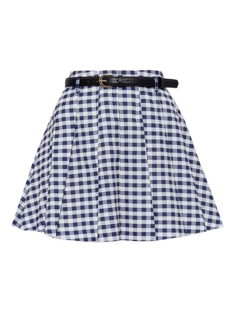 Self-Portrait gingham pleated mini skirt - Blue - zdjęcie produktu nr 1