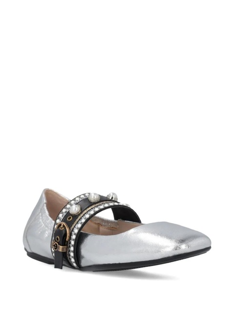 PINKO pearl-embellished buckle ballet flats - Grey - zdjęcie produktu nr 1