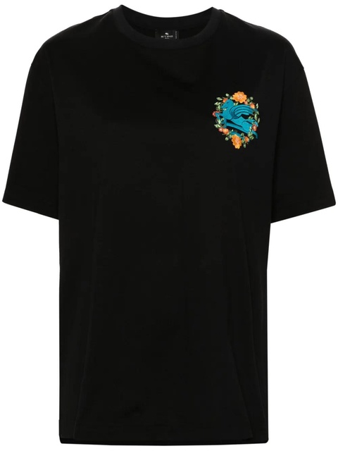 ETRO logo-embroidered cotton T-shirt - Black - zdjęcie produktu nr 1