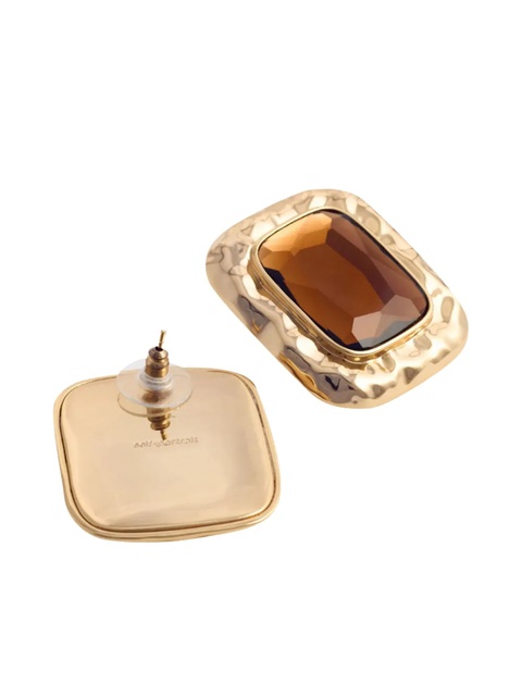 Self-Portrait amber-stone hammered earrings - Brown - zdjęcie produktu nr 2