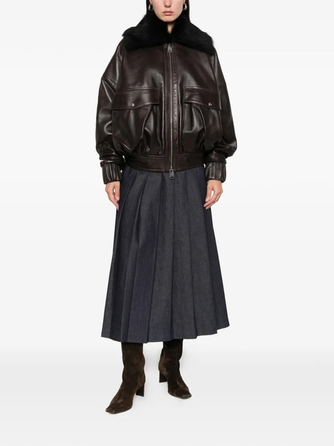 KHAITE fur-collar leather jacket - Brown - zdjęcie produktu nr 1