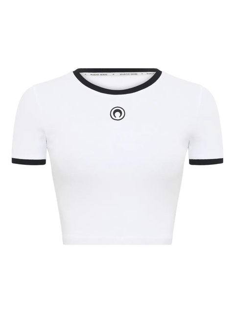 Marine Serre moon-logo ribbed crop top - White - zdjęcie produktu nr 1