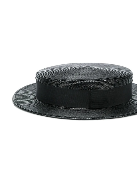 Saint Laurent woven boater hat - Black - zdjęcie produktu nr 2