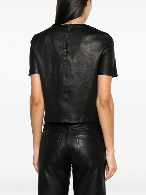 Zadig&Voltaire Tas crew-neck leather T-shirt - Black - zdjęcie produktu nr 2