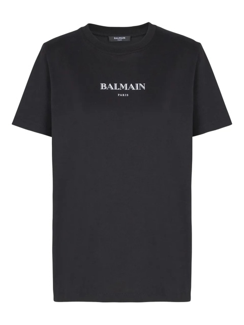 Balmain logo-embroidered cotton T-shirt - Black - zdjęcie produktu nr 1