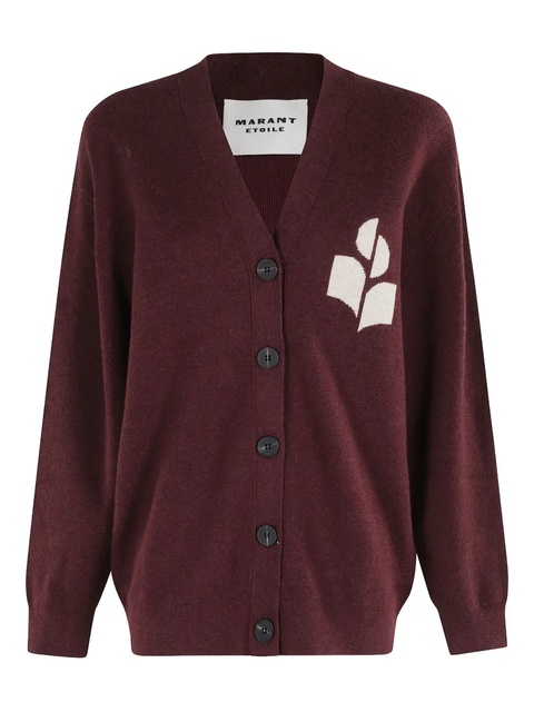 MARANT ÉTOILE logo V-neck cardigan - Red - zdjęcie produktu nr 2