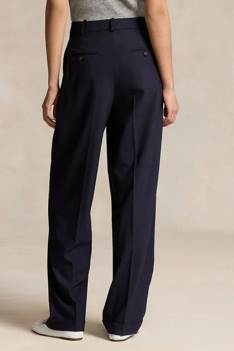 Polo Ralph Lauren spodnie wełniane WSTN PT kolor granatowy szerokie high waist 211891071 - zdjęcie produktu nr 2