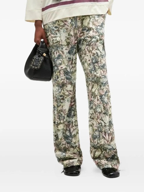 GANNI Tapestry floral-pattern flared trousers - Neutrals - zdjęcie produktu nr 1