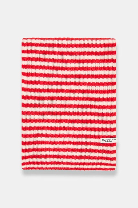 Marc O'Polo szalik wełniany damski kolor czerwony wzorzysty 600605402123 - zdjęcie produktu nr 2