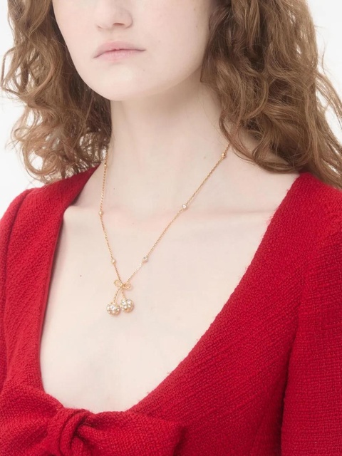 Valentino Garavani Cherryfic crystal-embellished necklace - Gold - zdjęcie produktu nr 2