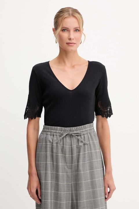 Twinset t-shirt bawełniany damski kolor czarny 252TT2170 - zdjęcie produktu nr 1