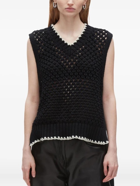 3.1 Phillip Lim crochet-detail zip-side knit vest - Black - zdjęcie produktu nr 2