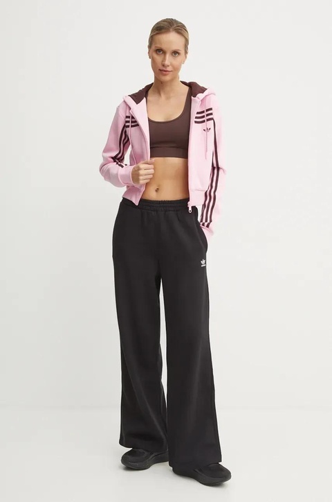 adidas Originals spodnie dresowe Femme Galore Wideleg Fleece Pants kolor czarny gładkie JN3030 - zdjęcie produktu nr 2
