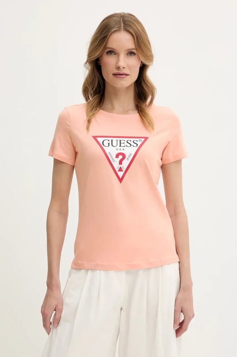 Guess t-shirt bawełniany kolor różowy - zdjęcie produktu nr 1