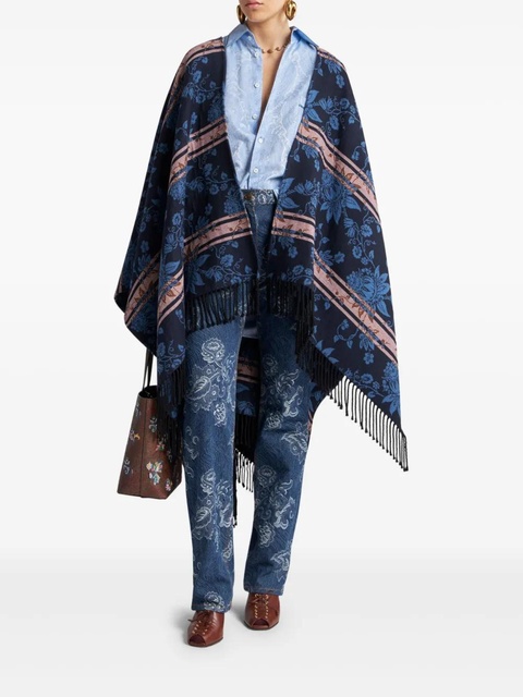 ETRO floral jacquard cape - Blue - zdjęcie produktu nr 2