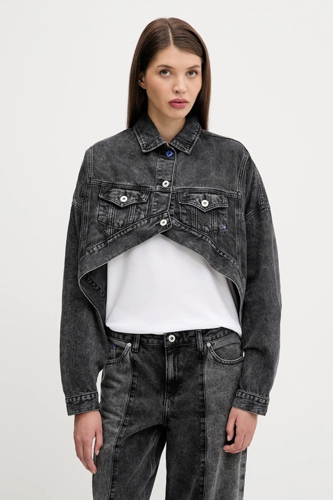 Karl Lagerfeld Jeans kurtka jeansowa bawełniana kolor czarny przejściowa oversize A3W14060 - zdjęcie produktu nr 1
