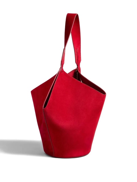 KHAITE open-top leather tote bag - Red - zdjęcie produktu nr 2