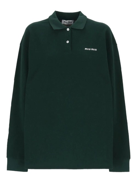 Miu Miu logo-embroidered polo shirt - Green - zdjęcie produktu nr 1