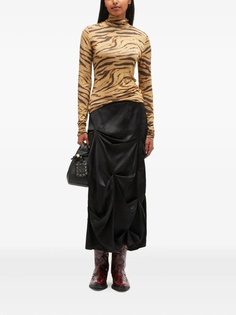 GANNI tiger-print turtleneck T-shirt - Neutrals - zdjęcie produktu nr 2