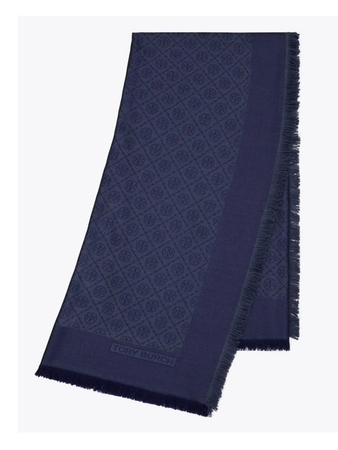 Tory Burch T Monogram Jacquard Scarf - Blue - zdjęcie produktu nr 2