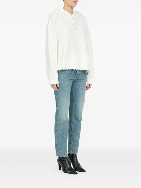 MM6 Maison Margiela frayed-hem logo hoodie - White - zdjęcie produktu nr 2