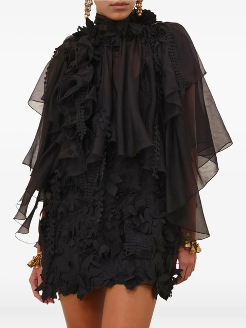ZIMMERMANN ruffle-applique mini dress - Black - zdjęcie produktu nr 2