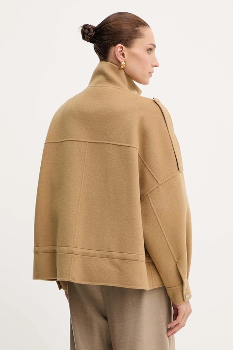 Pinko kurtka z dodatkiem wełny kolor zielony przejściowa oversize 105341 A2XM - zdjęcie produktu nr 1