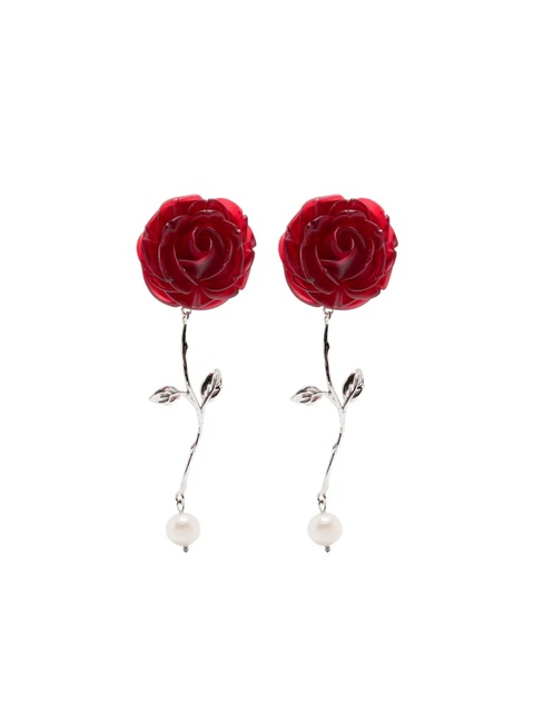 Magda Butrym rose-appliqué earrings - Silver - zdjęcie produktu nr 1
