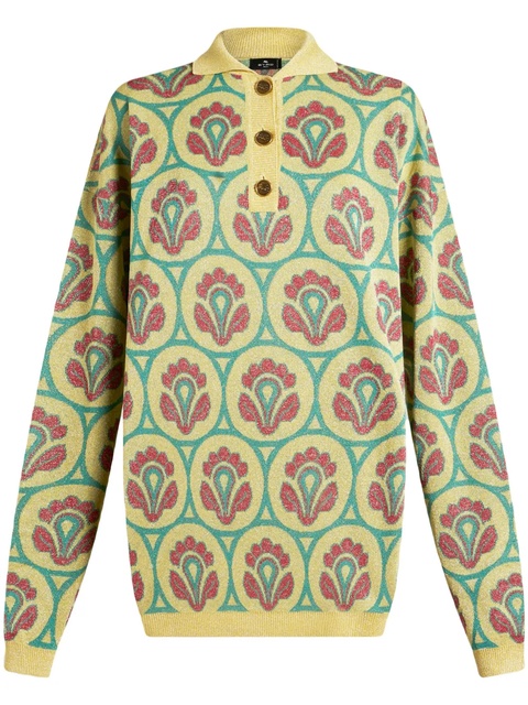 ETRO floral-jacquard polo jumper - Yellow - zdjęcie produktu nr 1