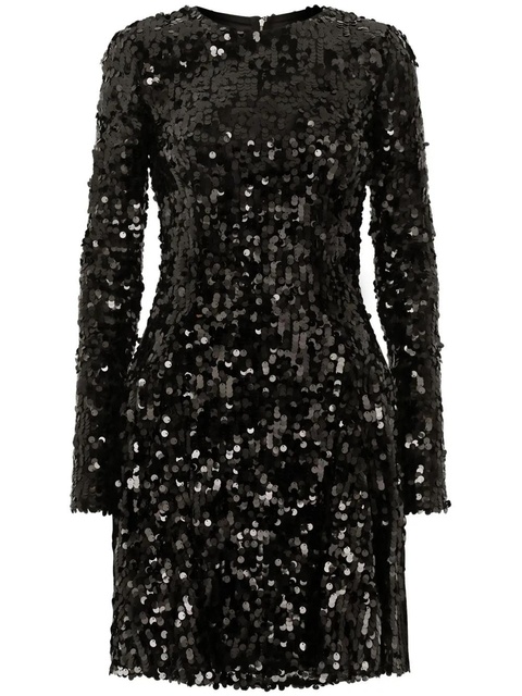 Dolce & Gabbana sequin-embellished long-sleeve minidress - Black - zdjęcie produktu nr 1