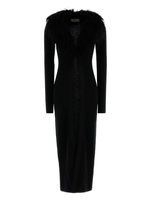 Blumarine feather-trimmed wool coat - Black - zdjęcie produktu nr 1