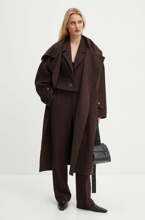 AERON marynarka kolor brązowy oversize gładka PFBL079511 - zdjęcie produktu nr 2