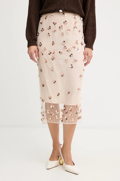 Forte Forte spódnica kolor beżowy midi prosta 14356.myskirt - zdjęcie produktu nr 1