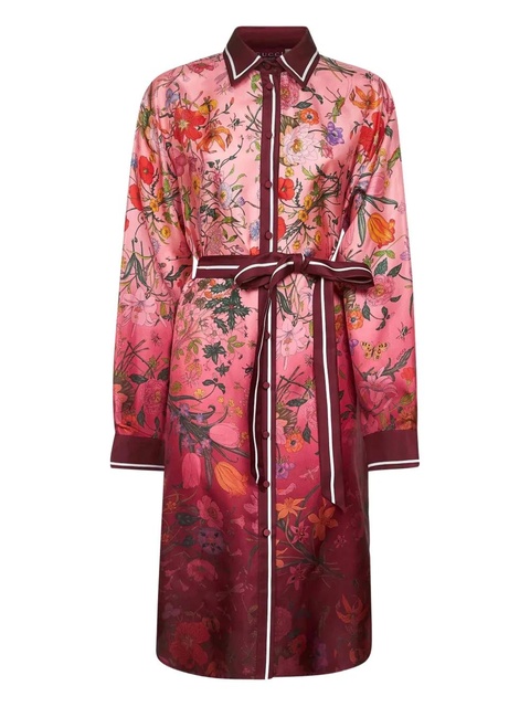 Gucci floral-print belted shirt dress - Red - zdjęcie produktu nr 1
