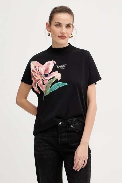 Guess t-shirt bawełniany LILY damski kolor czarny W5BI16 I3Z14 - zdjęcie produktu nr 1
