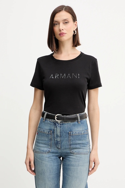 Armani Exchange t-shirt bawełniany damski kolor czarny XW001376 AF10356 - zdjęcie produktu nr 1