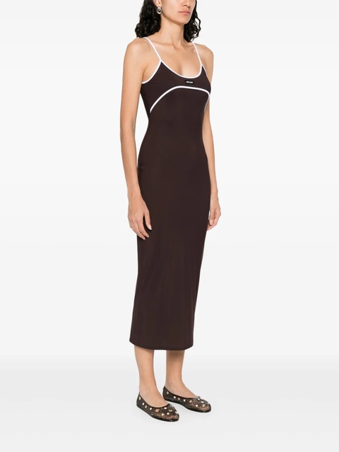 Miu Miu contrast-trim midi dress - Brown - zdjęcie produktu nr 2