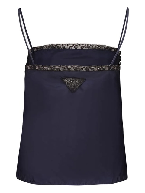Prada lace-trimmed tank top - Blue - zdjęcie produktu nr 1
